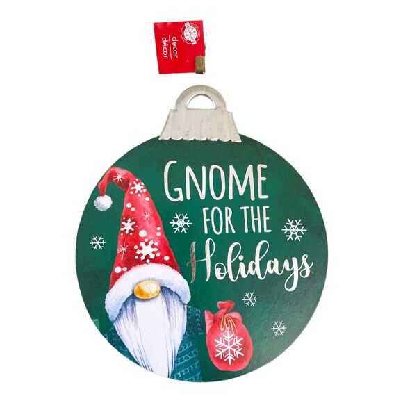 Gnome for the Holidays Christmas Door Sign • Cute Winter Decor Wall Hanging - Picture 4 of 4
